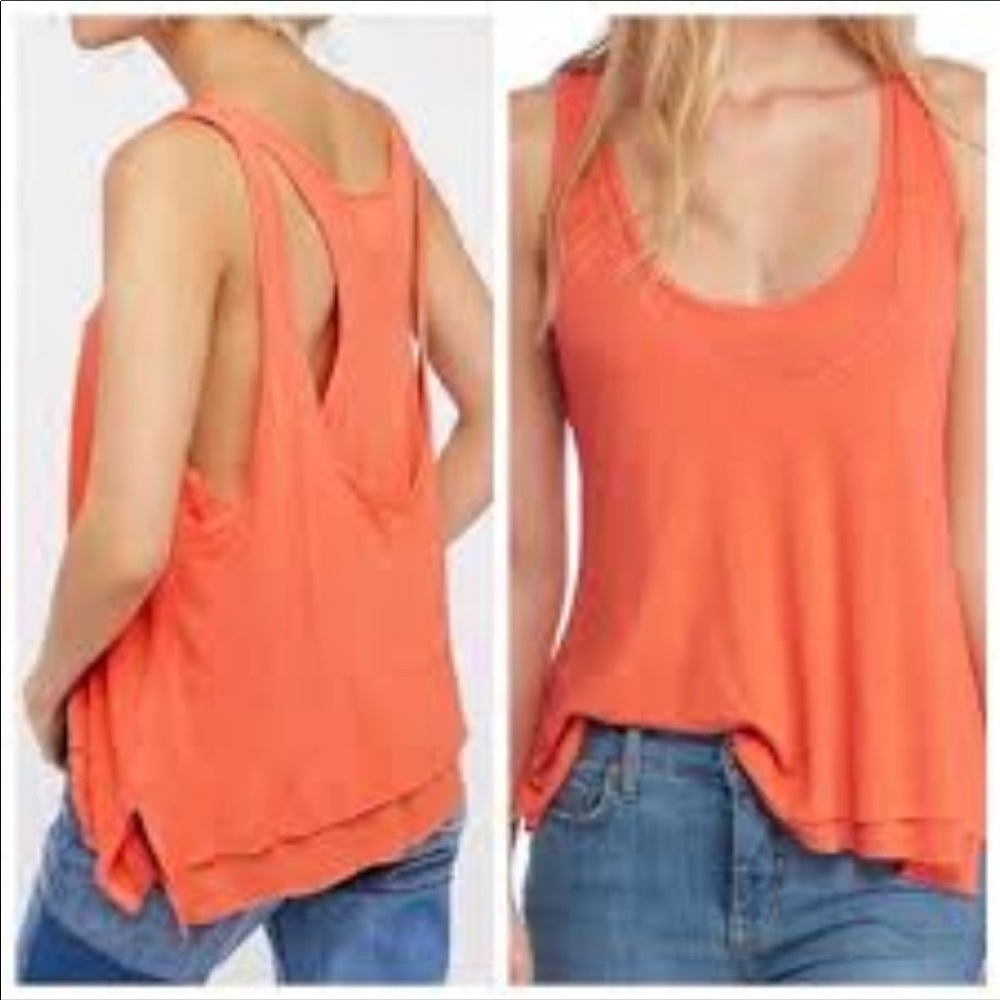 Free People Karmen Coral Oversized Tank NWT